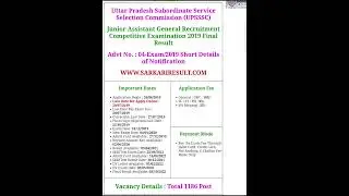 UPSSSC JUNIOR ASSISTANT 2019 RESULT