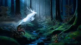 Inside the Sacred Forest with gentle streaming water and animal sound at night for sleeping. (fixed)