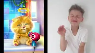 🐱 Tom The Talking Cat-Ginger hair blow dryer imitate Кот Том Xí Muội bắt chước mèo 