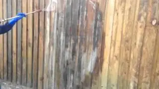 Graffiti removal from timber fence