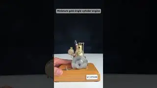 Miniature gold single-cylinder engine #mechanic #DIY #model #enginemodel #stirlingengine