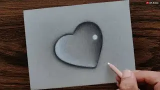 Heart Waterdrop drawing with Pencils - step by step