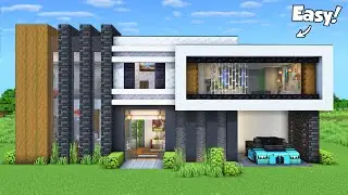 Minecraft: How to Build a Modern House Tutorial (Easy to Follow) #67 - Interior in Description!