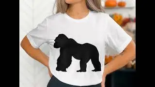 Gorilla Beating Chest Silhouette SVG, Wild Animal Clipart, Primate Vector, Nature Art Digital Cut Fi