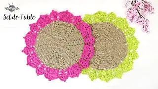 NAPPERON set de table au crochet ficelle de jute 2 couleurs