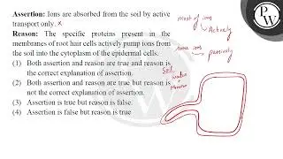 Assertion: Ions are absorbed from the soil by active transport only. Reason: The specific protei....