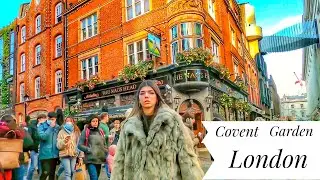 🎅London Christmas 🎅, Covent Garden, Seven Dials, Covent Garden Snow. London Winter Walk. West End 4K