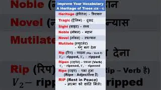 Vocabulary, A Heritage of Trees C8 - 1 #english #spokenenglishchannel #learnnewwords #spokenenglish