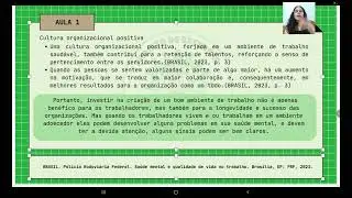 Treinamento - A Saúde Mental nos ambientes organizacionais - Aula 1