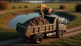 From Muddy Pond to Worksite 🚜🚛 | Miniature Excavator & Dump Truck Journey | Ultra Realistic Diorama