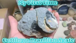 My First Time Cutting a Brazilian Agate #thefinders #agate #gemstone #cuttingrocks 