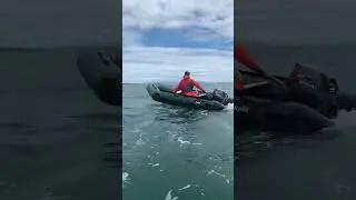 Small Inflatable Boat in BIG SEAS off St. Bees Head  #sib #inflatable #boat #england #westcumbria