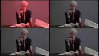 ANDY WARHOL EATING A HAMBURGER