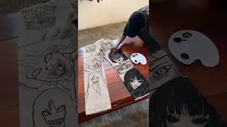 process of custom hand painted jeans #art #drawing #fa #fashiontrends #jeans #anime #artandcraft