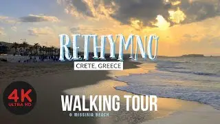 SPRING VIBES APRIL 5, 2023 RETHYMNO, GREECE I 4K WALKING TOUR SHORELINE AT MISSIRIA BEACH