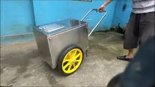 Stainless Steel Beverage cooler push cart,  Food Drinks Ice Cream Cold Freezer Box Push Cart。