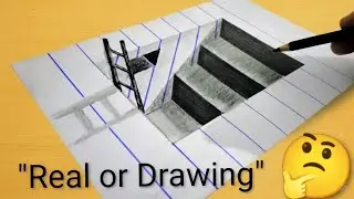 Real or Drawing? 3D Ladder & Stairs Illusion Trick! #Drawing #3DArt