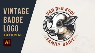 How to Cow Logo Drawing Adobe Illustrator | VINTAGE designs tutorial