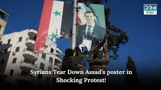 Syrians Tear Down Assad Poster & Statue in Shocking Act Outside Damascus Library! AH1I