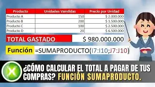 COMO CALCULAR EL TOTAL A PAGAR DE TUS COMPRAS. FUNCION SUMAPRODUCTO.