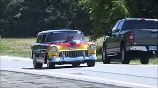 Tri Five Chevys Leaving Car Show Dreamgoatinc Hot rods Customs Classics and Muscle Cars