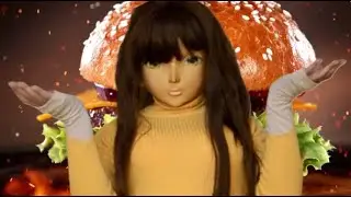 female mask kigurumi doll　animal pattern miniskirt girl