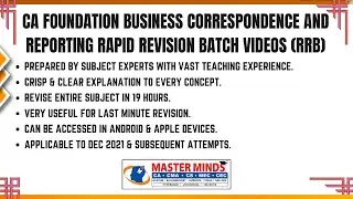 CA Foundation BCR Rapid Revision Batch Videos (RRB)