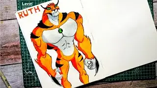 🐯💥 RATH from Ben 10 Alien Force | Easy Gouache Painting + Sketch | Speedpaint Fan Art