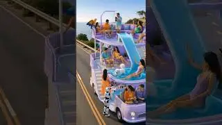 Luxury Triple Decker Bus With Swimming Pool 😱 | Future Travel#shorts#ai#asmr#aivideo#aiart #partybus