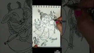 Krishna with animals drawing🙏🙏/full video/animal drawing/viral