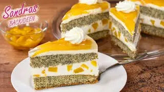 Pfirsichtorte mit Mohn - fruchtig und frisch | Mohnkuchen mit Pfirsichen