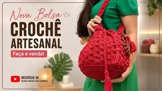 Bolsa saco de crochê com ponto leque .#croche #viralvideo #bolsadecroche #passoapassodecroche