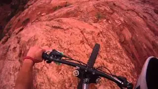 DH MT BIKE Moab, Utah fun rocks drops nasty stair case rock set!