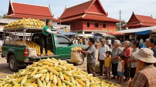 Timelapse - Harvesting Lots of Crushed Corn | Horse Cart Making Livestock Feed (Real Farm Life)