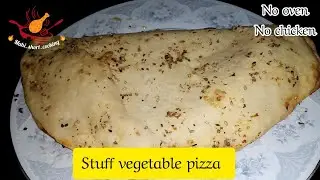 Stuff vegetable pizza without oven without chicken || recipe by Maha asif