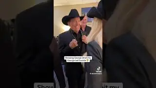 Miranda Lambert shows her George Strait Belt Buckle to George Strait!  #fyp