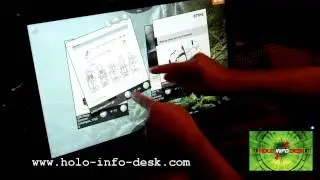 Powerful Mult Touch Media Wall with finger access on a Holo-Info-Desk System