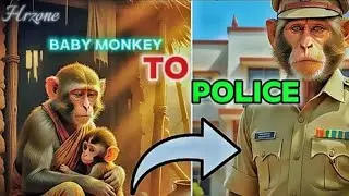 Baby Monkey Ka Safar 🥺| Garib Maa Se Police Banne Tak 🔥| Emotional AI Story 💔| Hrzone ✨
