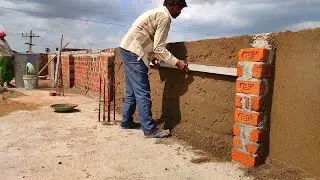 Hand Wall Plastering Work Using Cement And Sand//Indian Style Plastering Work{part2}//{118}
