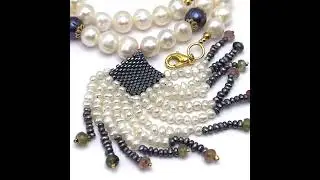 Chic Multi Tourmaline & Plain Pearl Tassel Embellishment Natural Gemstone Necklace