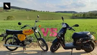 Simson S51 VS Roller Wettrennen/Wir fahren das erste Mal Roller😱
