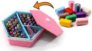 DIY HOMEMADE THREAD BOX from CARDBOARD