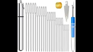 KYUEWRT 25 Large Eye Embroidery Needles-5 Sizes Big Eye Hand Sewing Needles in Aluminum Storage Tube