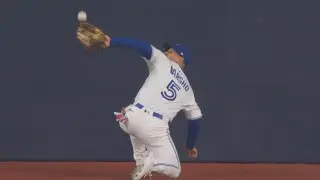 Daulton Varsho Makes a Sensational Behind the Back Catch after Falling Down!