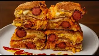 Crispy Double-Layer Hot Dog Sandwich Everyone Will Love!| Easy & Cheesy Recipe 🌭🧀