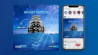 Waterproof Watch Social Media Post Design | Photoshop Tutorial