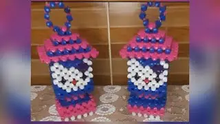 طريقة عمل فانوس كيتي بالخرز 😍بشكل مبسط👌ومن الالف الي الياء🧵