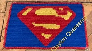 tapete crochê do Superman com fios conduzido