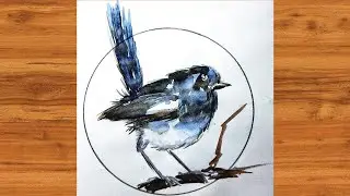 How to Draw and  color Magpie /Doyel Bird/Magpie Bird drawing with water color