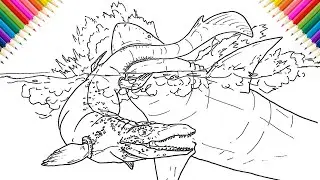 How to Draw Mosasaurus vs Megalodon | Drawing and Coloring
